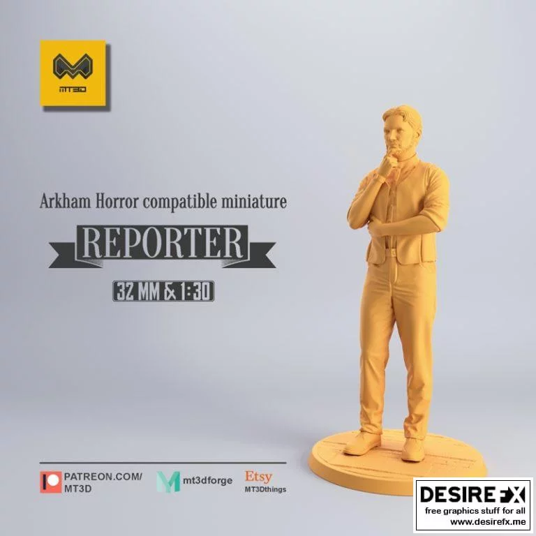 Arkham Horror 3D打印模型：调查员角色可打印模型|Reporter – Arkham Horror compatible