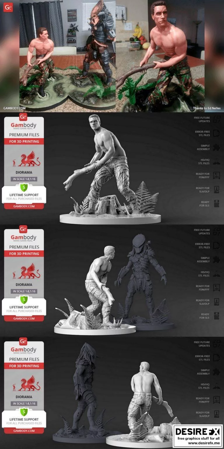 Predator对战Dutch 3D打印模型|Predator vs Dutch diorama pt.2 – Dutch