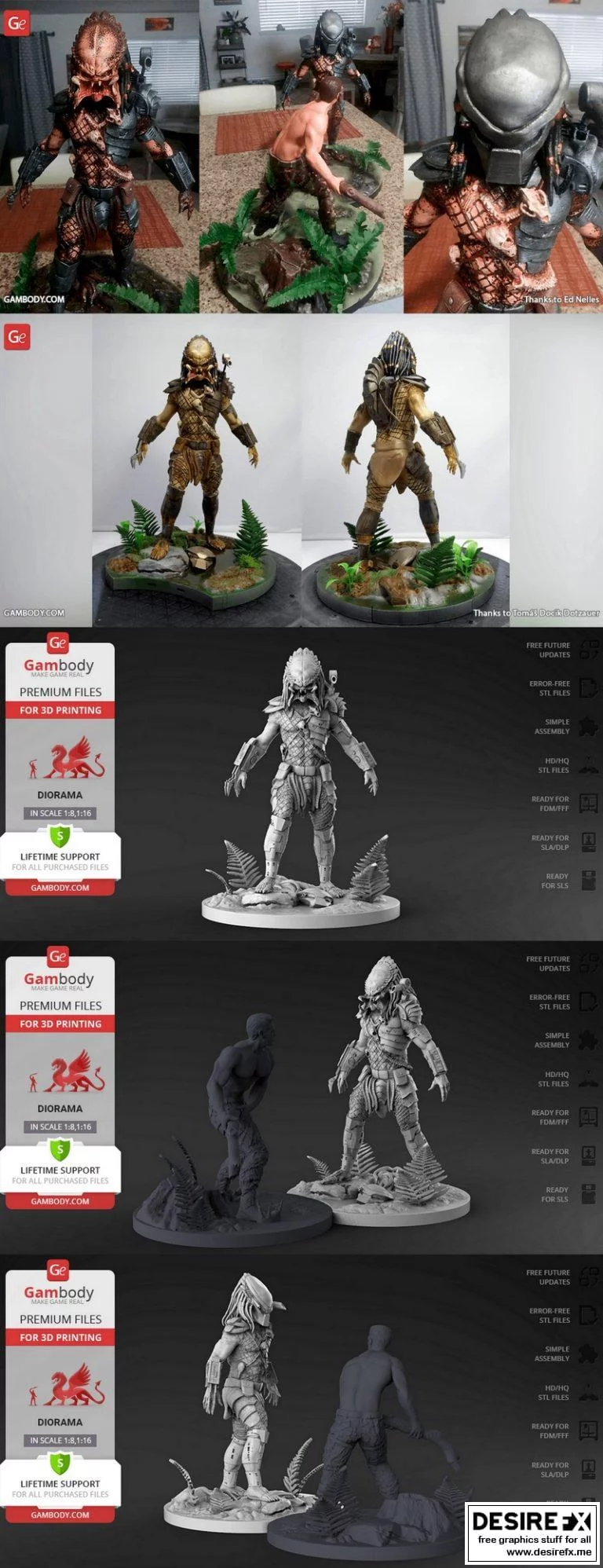 Predator 3D打印模型展示|Predator vs Dutch diorama pt.1 – Predator