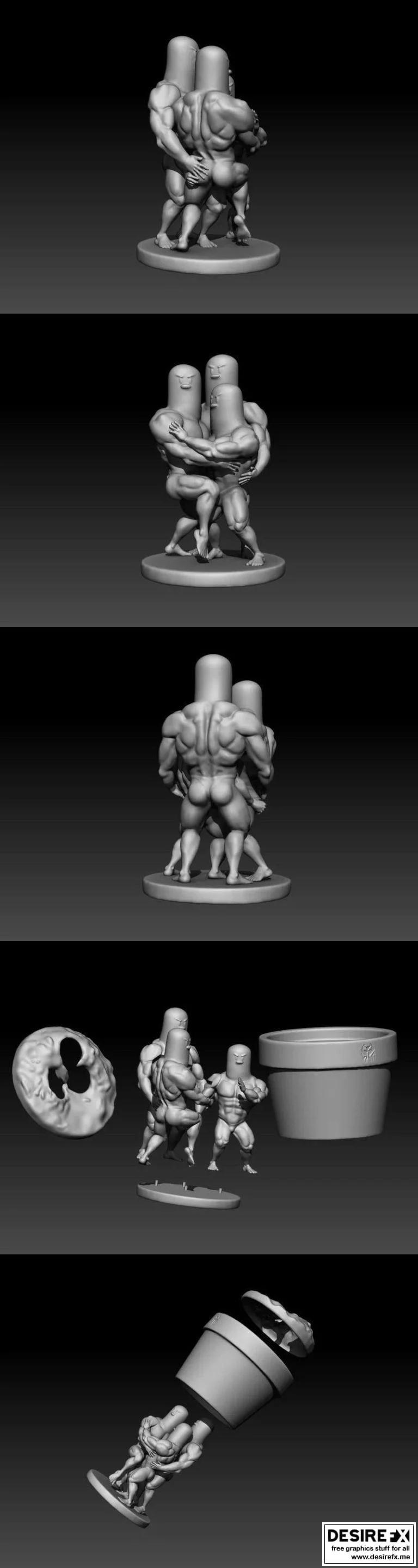 Dugtrio搞笑动漫角色3D打印模型|Dugtrio Funny