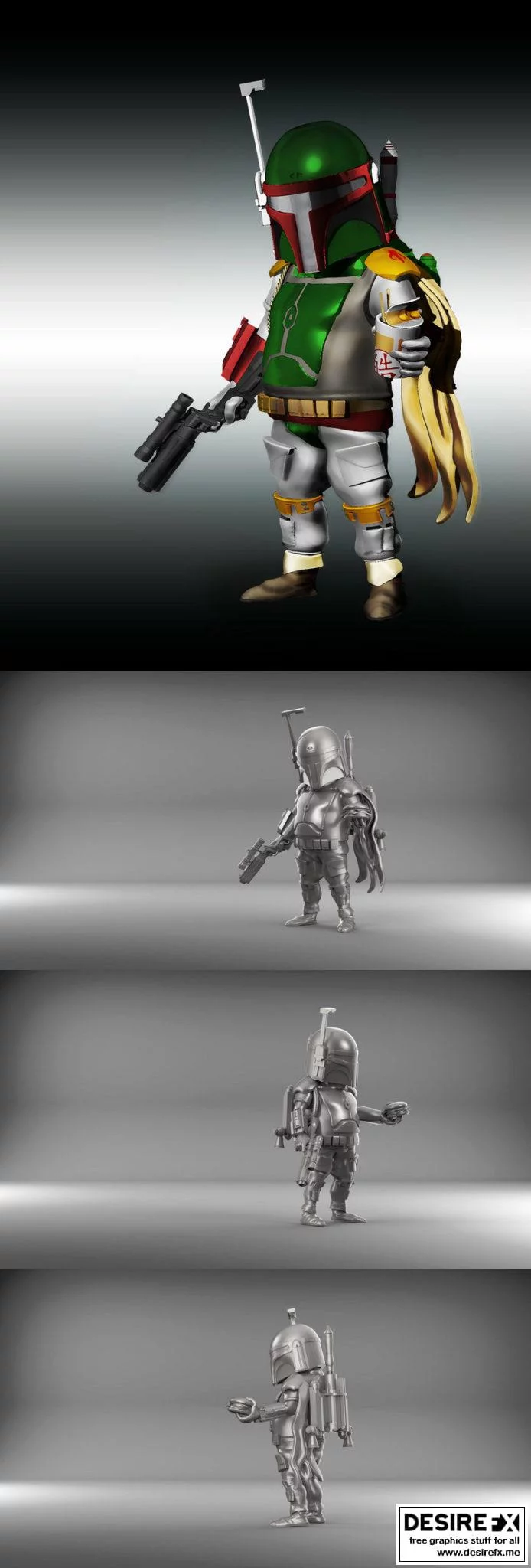 萌系动漫角色3D打印模型：BoboFat|Chibi Boba Fat