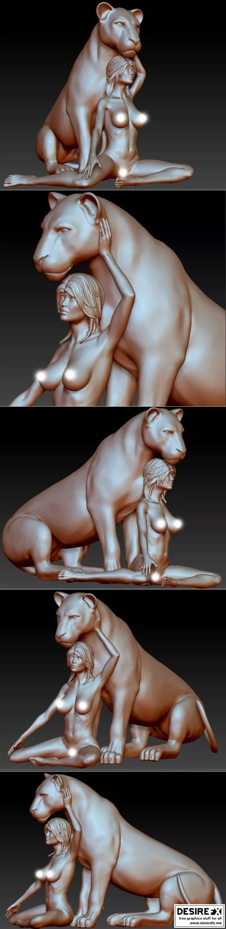 狮族女性动漫角色3D打印模型|Lioness women naked