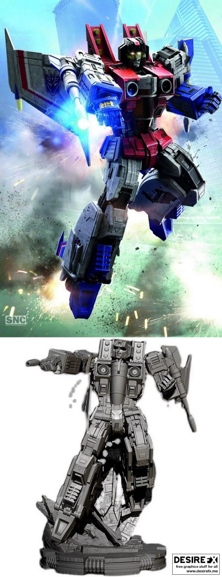 星辰裂隙：战锤机械师3D打印模型|Starscream