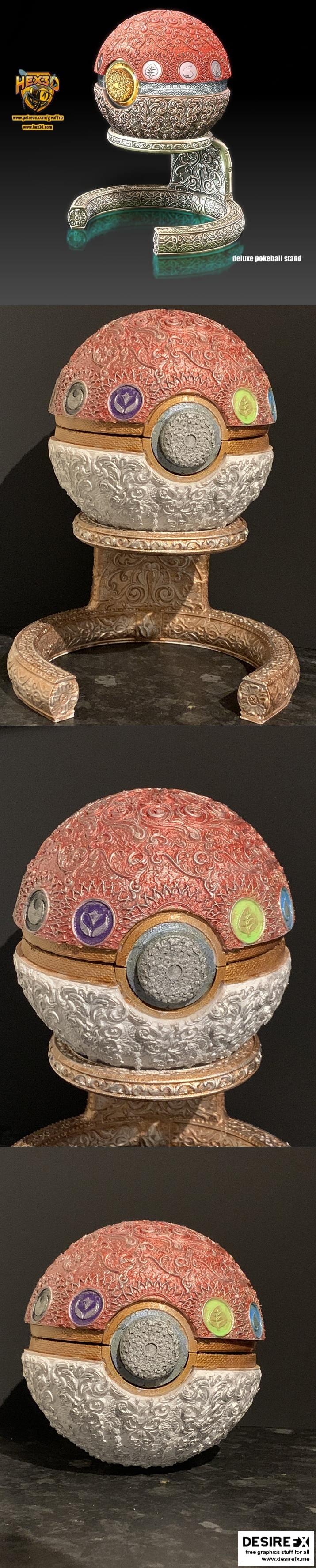 3D打印可爱pokeball立牌模型-宝可梦皮卡丘|Deluxe Pokeball Stand