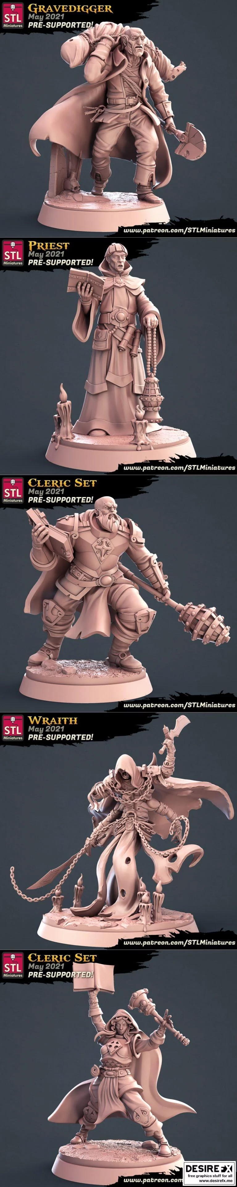 STL迷你模型 – 2021年5月动漫游戏角色3D打印模型集|STL Miniatures – May 2021