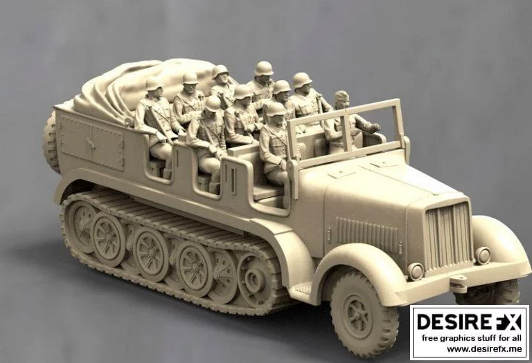 德国士兵3D打印模型|Kettenkraftrad German Soldiers