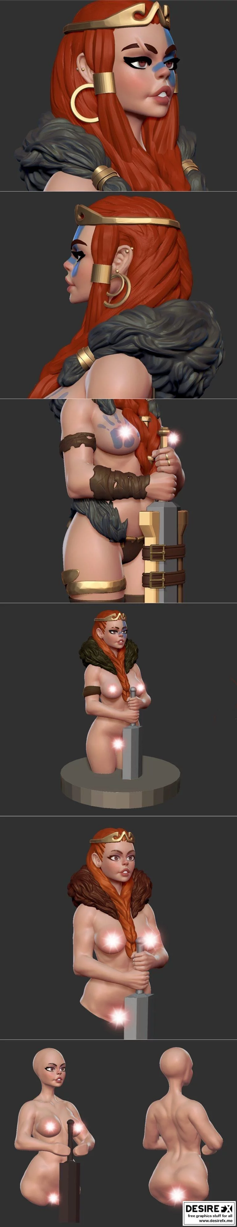 狂野公主 3D打印模型|Barbarian Princess