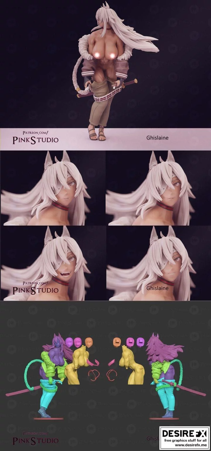 Ghislaine中的3D打印模型：《进击的巨人》角色吉斯莱娜可动人偶模型|Ghislaine