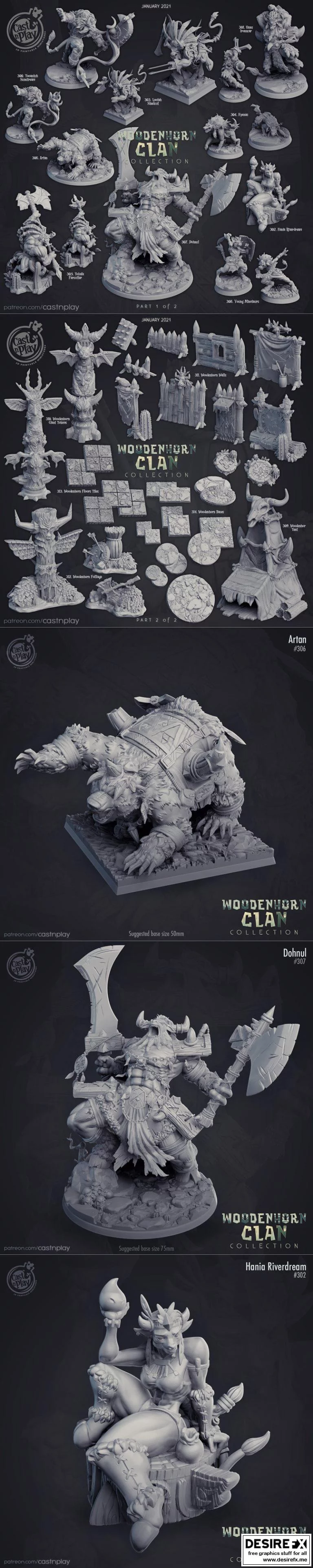 木乃伊之森 木乃伊家族 3D打印模型|Cast N Play Woodenhorn Clan – Janvier 2021