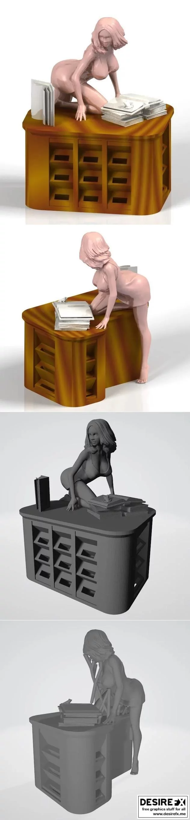 USB办公女款桌面支架 3D打印模型|Usb bureau femme, usb holder desk women
