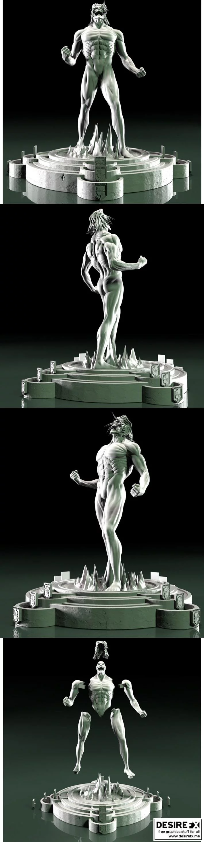 《进击的巨人 3D打印模型：艾伦与墙》|Eren & Walls Shingeki no Kyojin