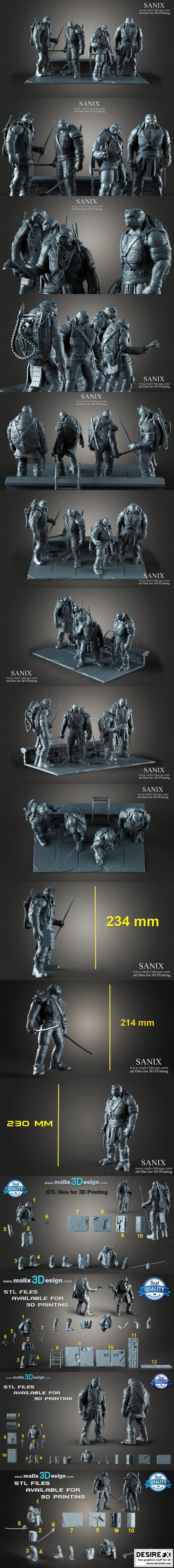 《TMNT4英雄 3D打印模型》|Teenage Mutant Ninja Turtles 4 heroes – Diorama