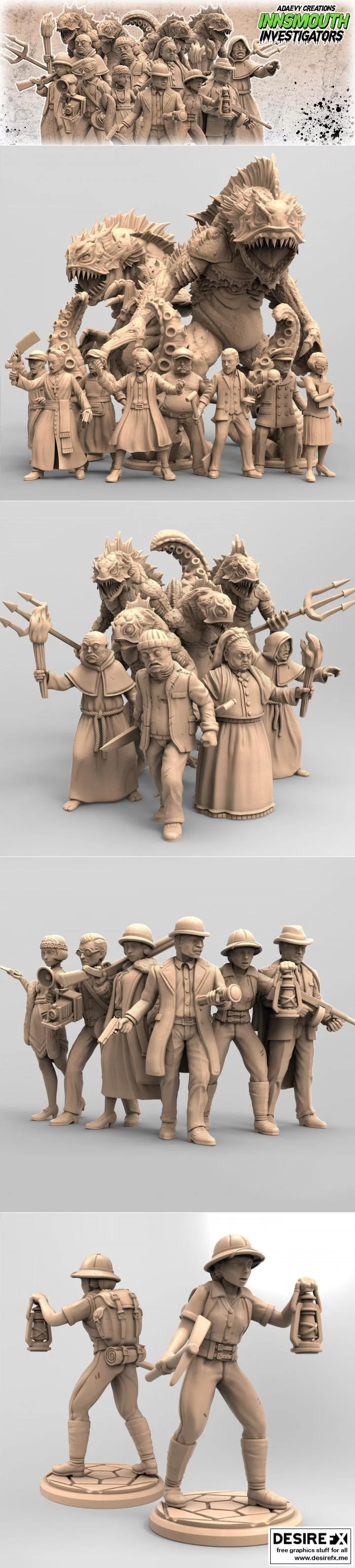 伊诺斯姆探员3D模型集|Innsmouth Investigators