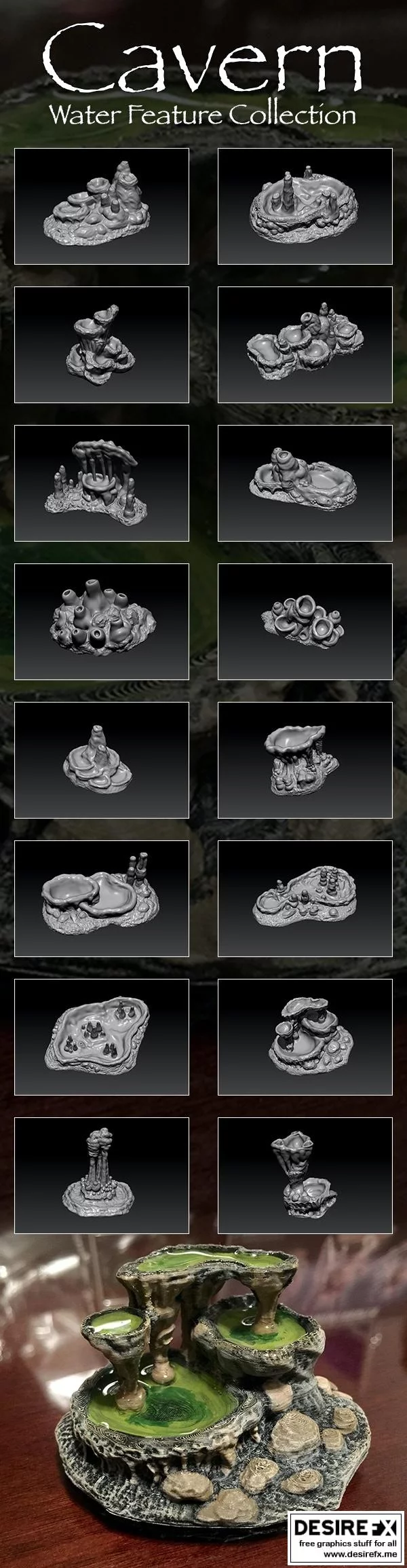 神秘 realm 水景 3D打印模型|Mystic Realm Water Features