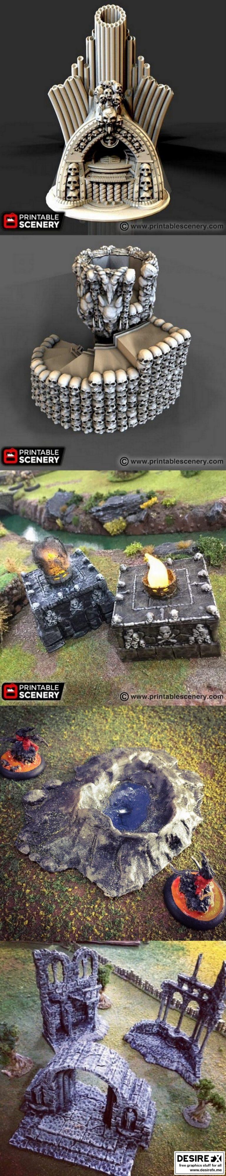 散落地形包-动漫游戏角色3D打印模型集|Scatter Terrain pack