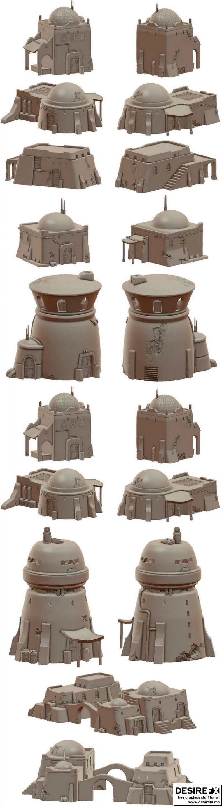 科幻沙漠贸易站3D打印模型|Sci Fi Desert trading Post