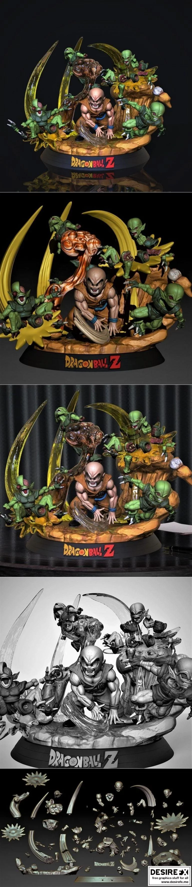 克里林对战萨伊巴曼斯 3D打印模型|Krilin vs The Saibamans