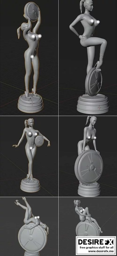 杜克努克姆永恒赌场女孩3D打印模型|Duke Nukem Forever Casino Girl Statue 1-5