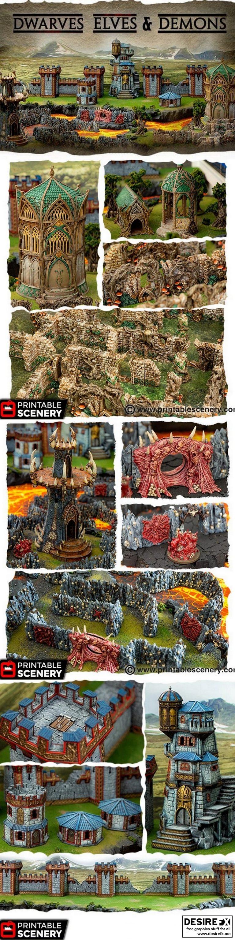 矮人、精灵与恶魔 3D打印场景模型|Dwarves Elves and Demons Printed Scenery