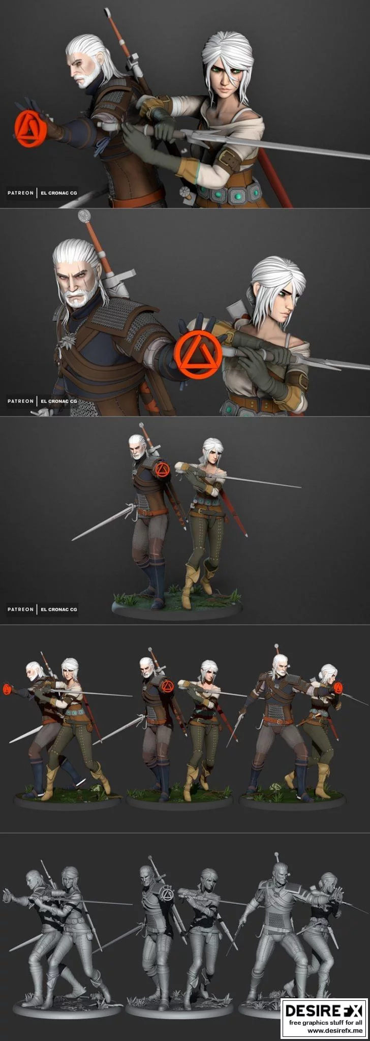 《巫师3：希里与杰洛特3D打印模型》|Ciri and Geralt – The Witcher 3