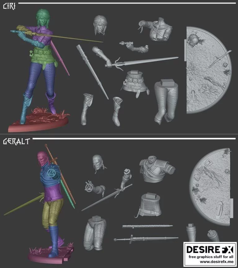 《巫师3：希里与杰洛特3D打印模型》|Ciri and Geralt – The Witcher 3