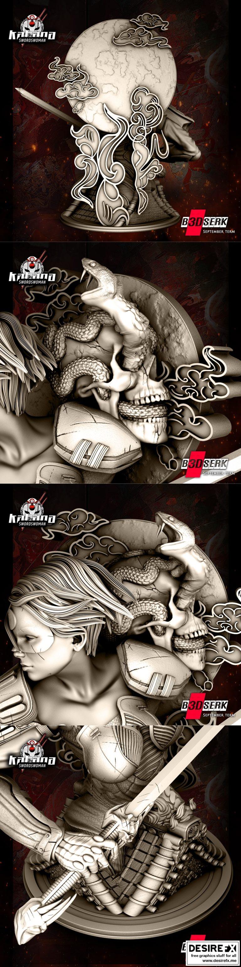 B3dserk – 动漫游戏角色 katana bust 3D打印模型|B3dserk – Katana Bust