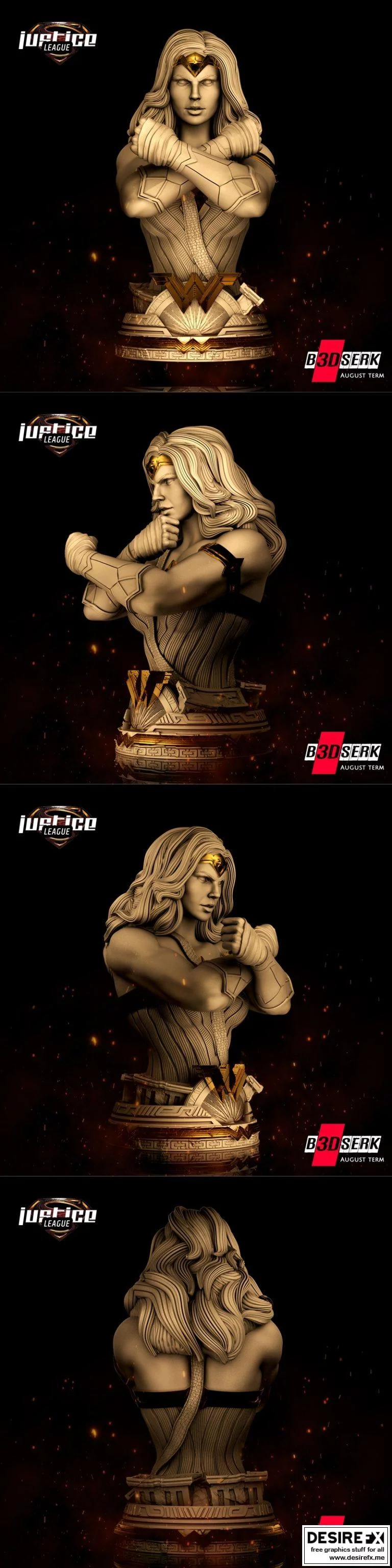 B3dserk Studios – 旺达·玛丽亚 3D打印模型|B3dserk Studios – Wonder Woman Bust