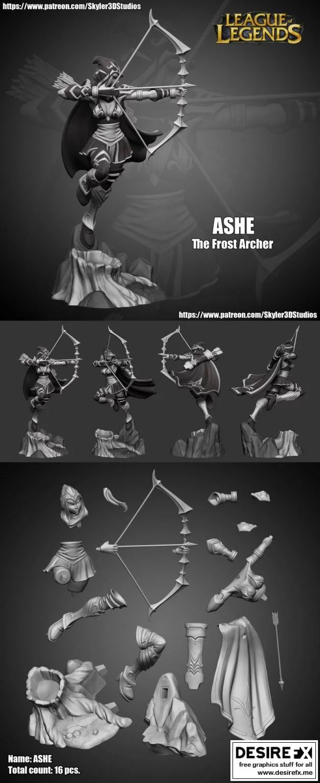 英雄联盟：亚索 3D打印模型|Ashe – League of Legend