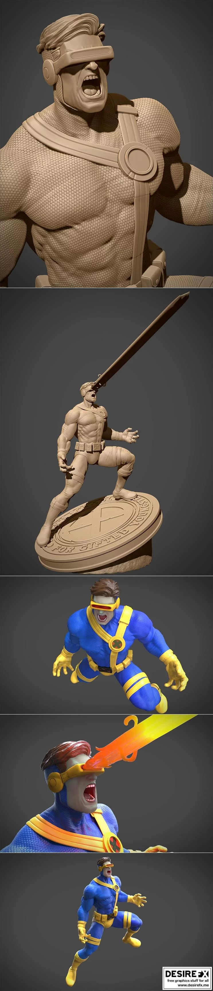 Cyclops - X战警 - 3D打印模型|Cyclops – X-men / Fanart – Speed Modeling
