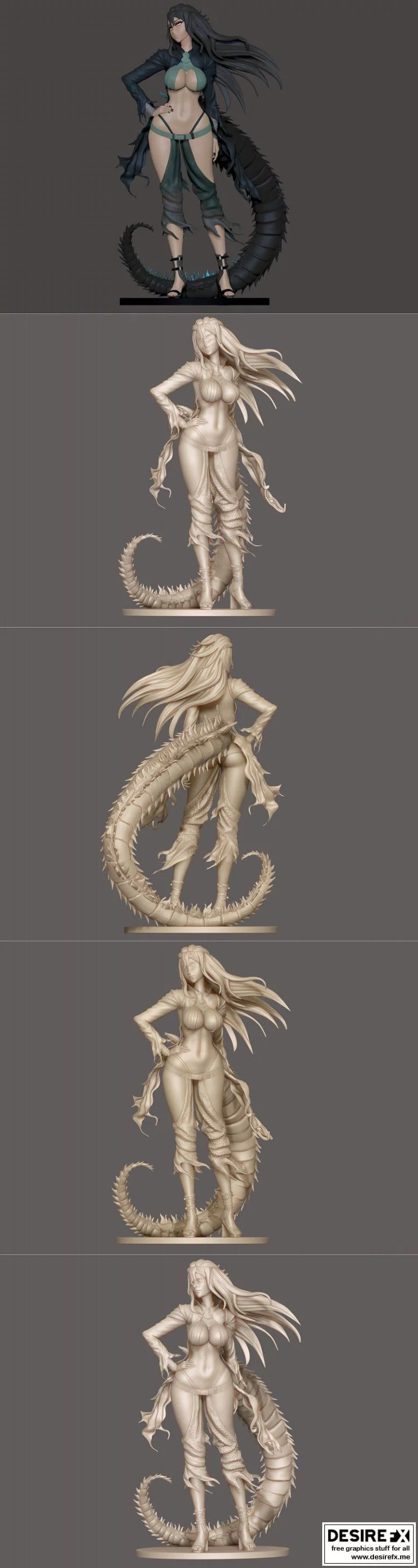 哥斯拉-吉拉-动漫少女3D打印模型|Godzilla – Gojira – Anime Girl – Waifu