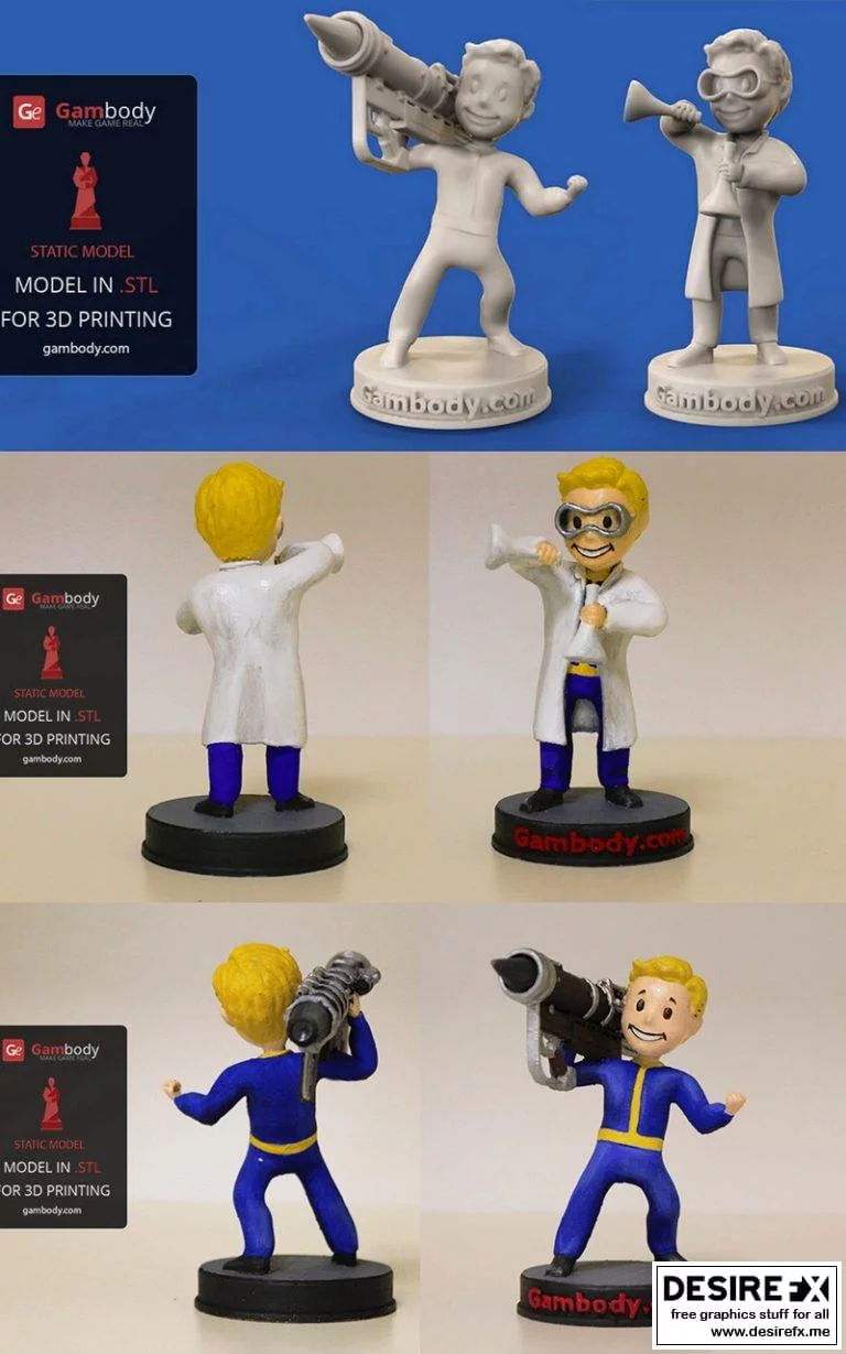 Vault Boy – 大炮与化学家 3D打印模型|Vault Boy – Big Guns and Chemist