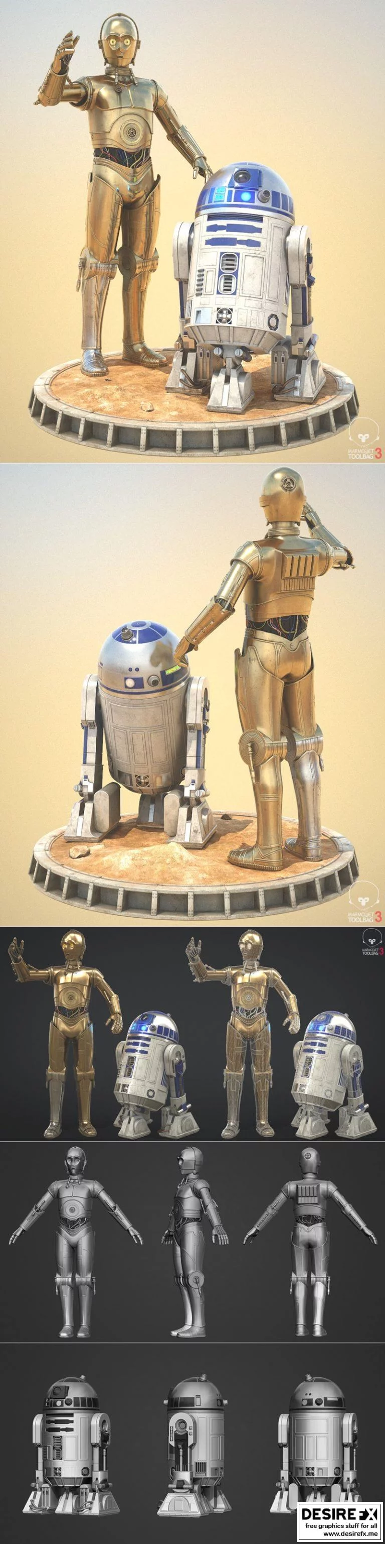 《星球大战：C-3PO与R2-D2 3D打印模型》|C-3PO/R2-D2