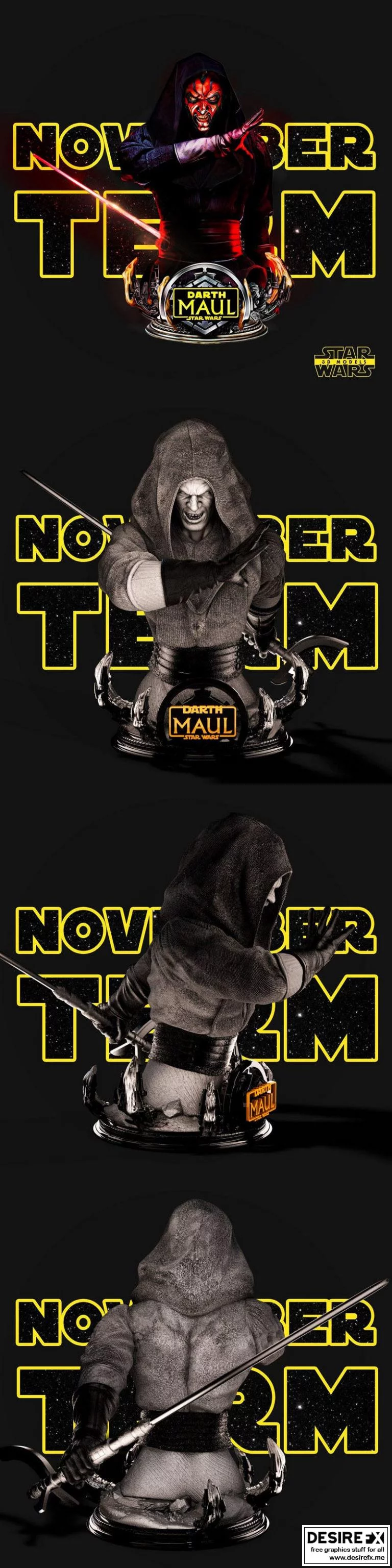 达斯·马尔 3D打印模型|Darth Maul Bust – Star Wars – 3D STL Model