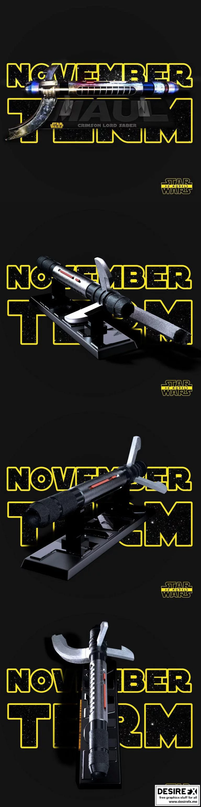 星战达斯·马尔光剑 3D打印模型|Darth Maul Lightsaber – Star Wars – 3D STL Model