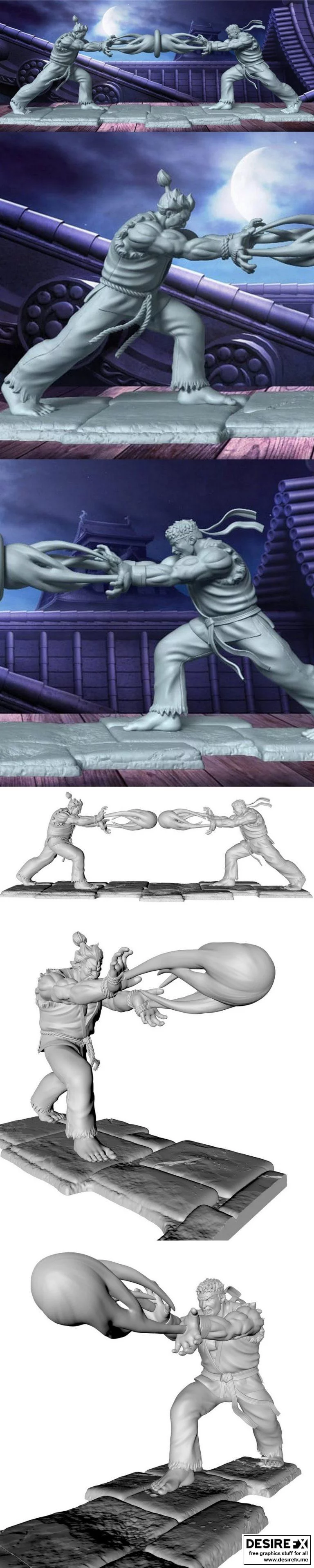 街霸：阿克马对鲁夫 3D打印模型|Akuma vs Ryu from Street Fighter