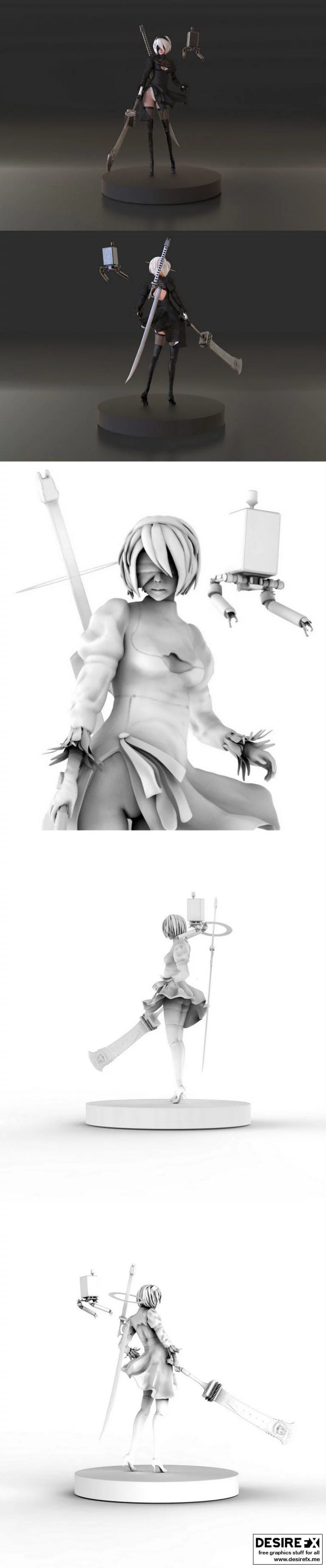 2B 3D打印模型|2B from Nier Automata