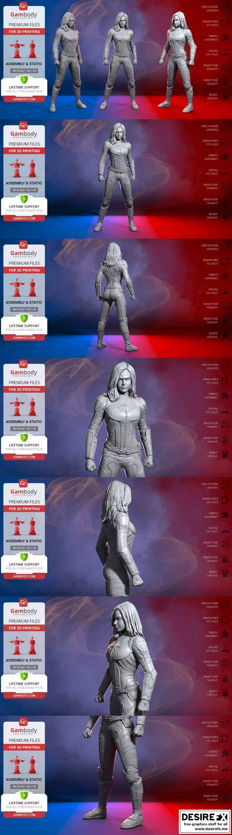 惊奇队长 3D打印模型|Captain Marvel