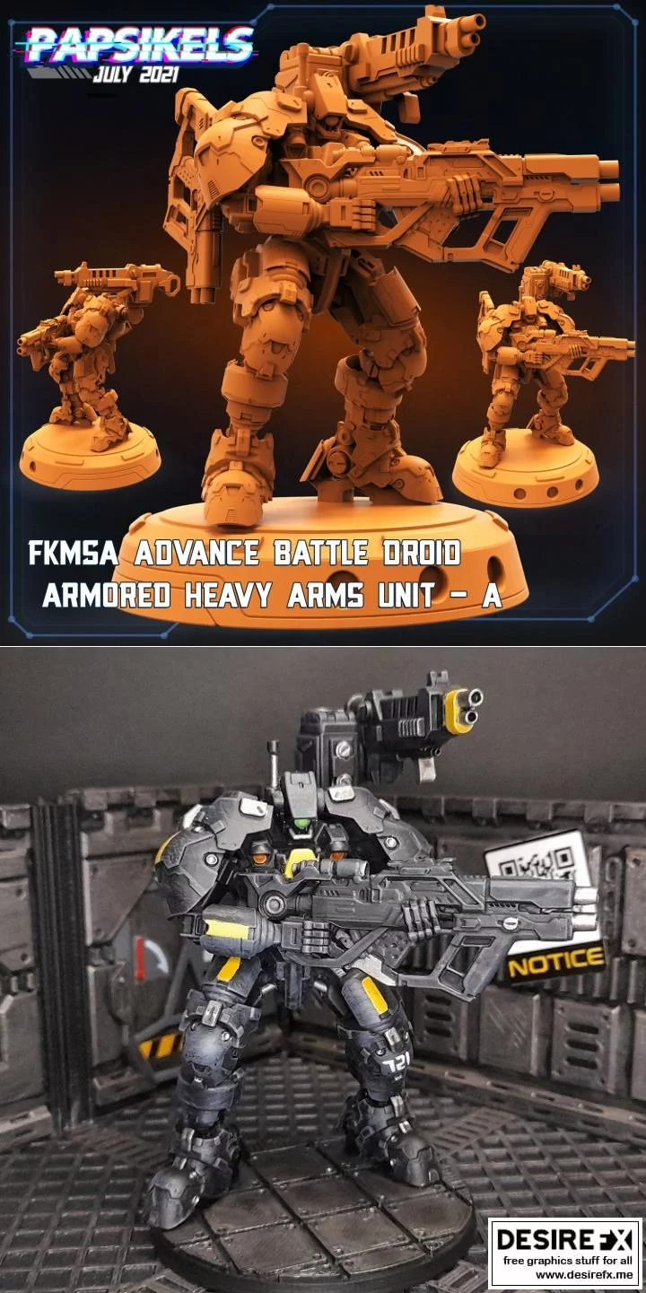 Fkmsa高级战斗机器人装甲重型武器单位3D打印模型|Fkmsa advance battle droid armored heavy arms unit – a