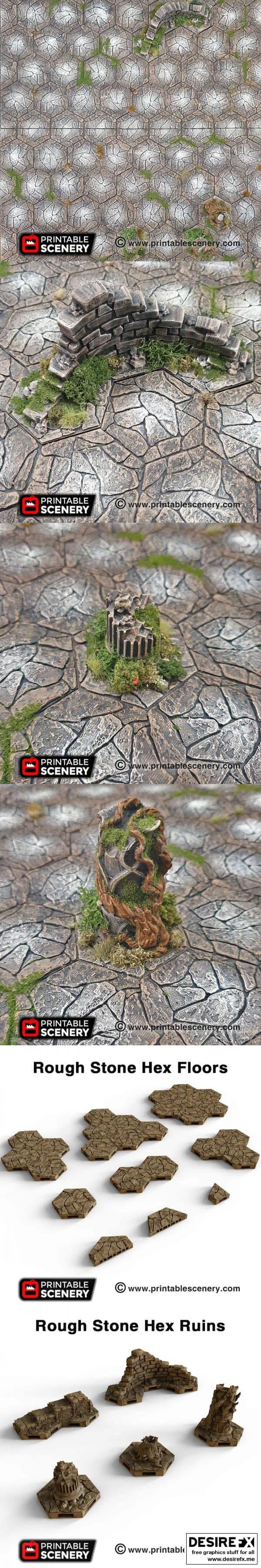 粗石hex地板与废墟——3D打印模型设计|Rough Stone Hex Floors And Ruins