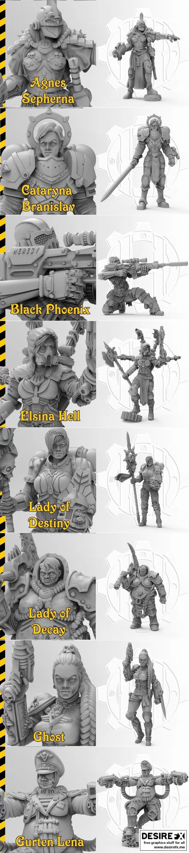 Hereseylab 科幻少女 1-3 3D打印模型|Hereseylab Scifigirls 1-3