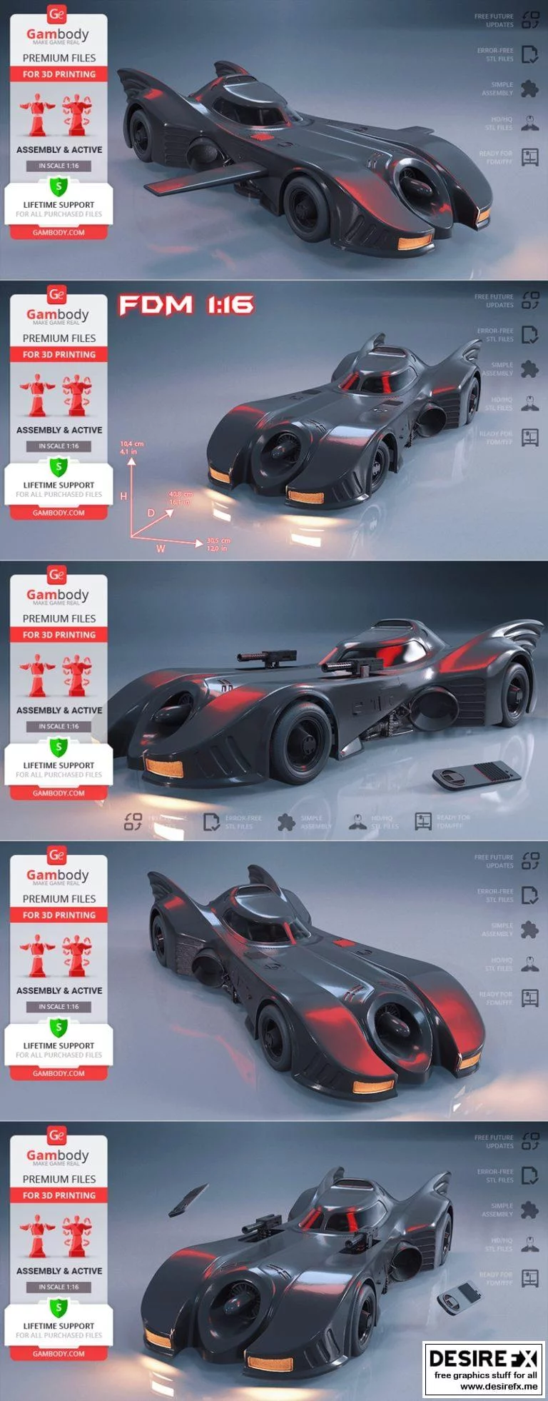 1989蝙蝠车3D打印模型|Batmobile 1989