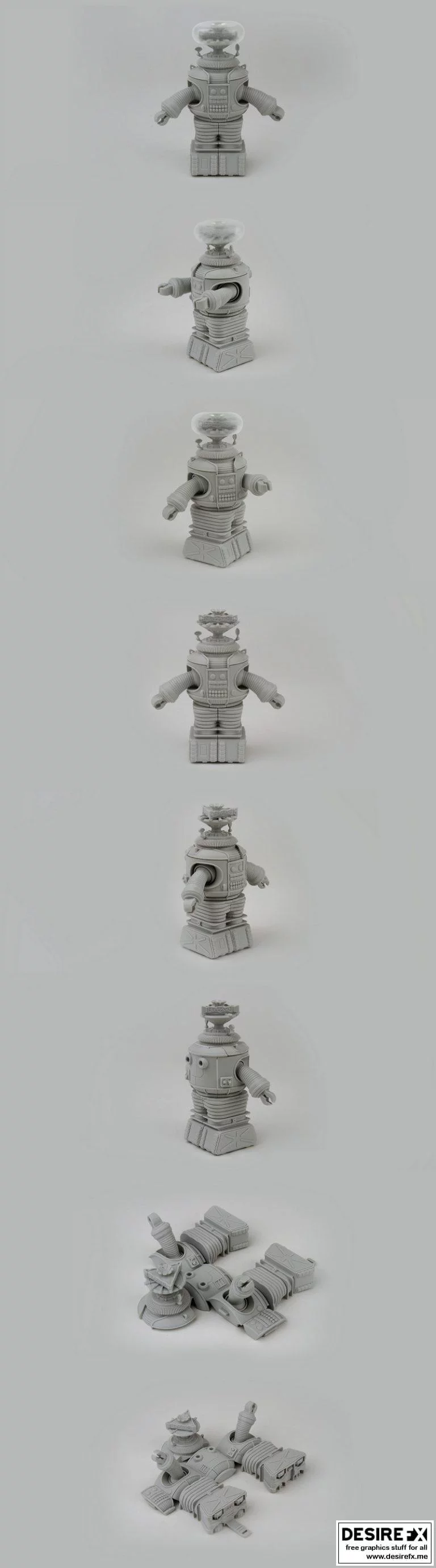 可折叠机器人-B中的机械战士3D打印模型|Foldable Robot-B