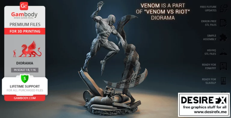 Venom vs Riot Diaroma 3D打印模型集|Venom vs Riot Diaroma – Part 1