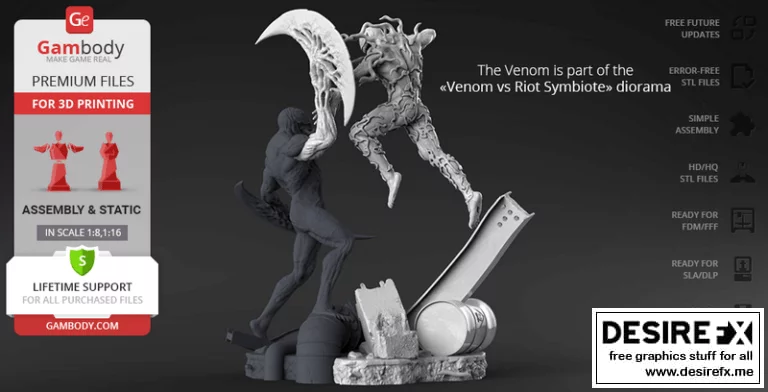 Venom vs Riot Diaroma 3D打印模型集|Venom vs Riot Diaroma – Part 1