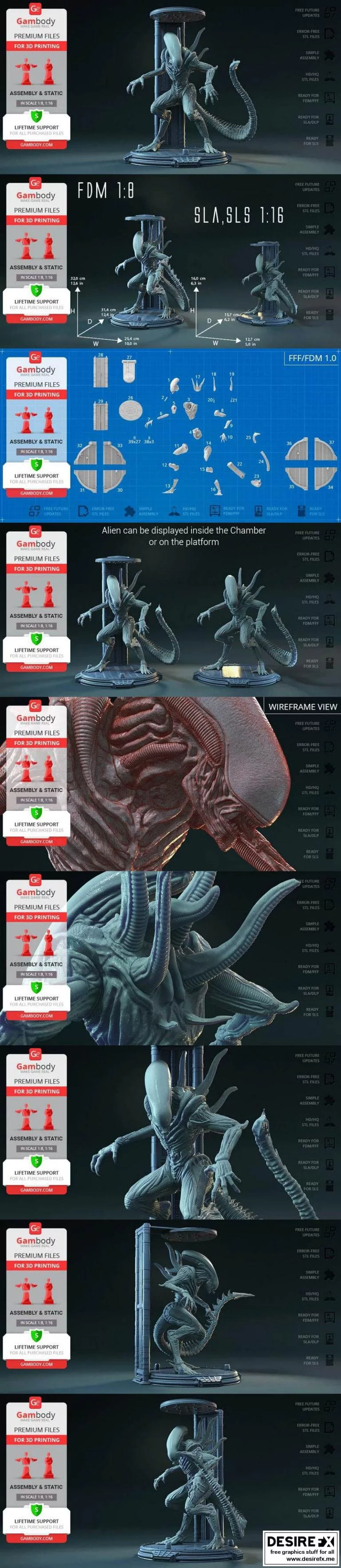 异形·密室 3D打印摆件|Xenomorph – Alien in Chamber 3D Printing Figurine