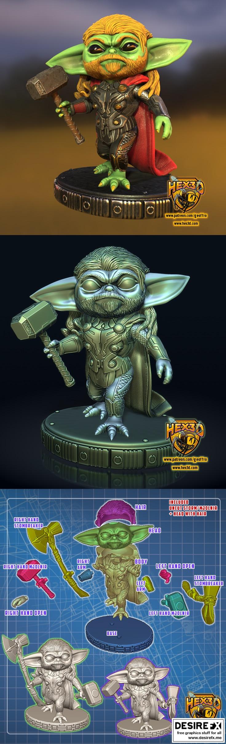 Hex3D-格鲁特-小耶戈3D打印模型|Thorgu – Hex3D – Grogu – Baby Yoda