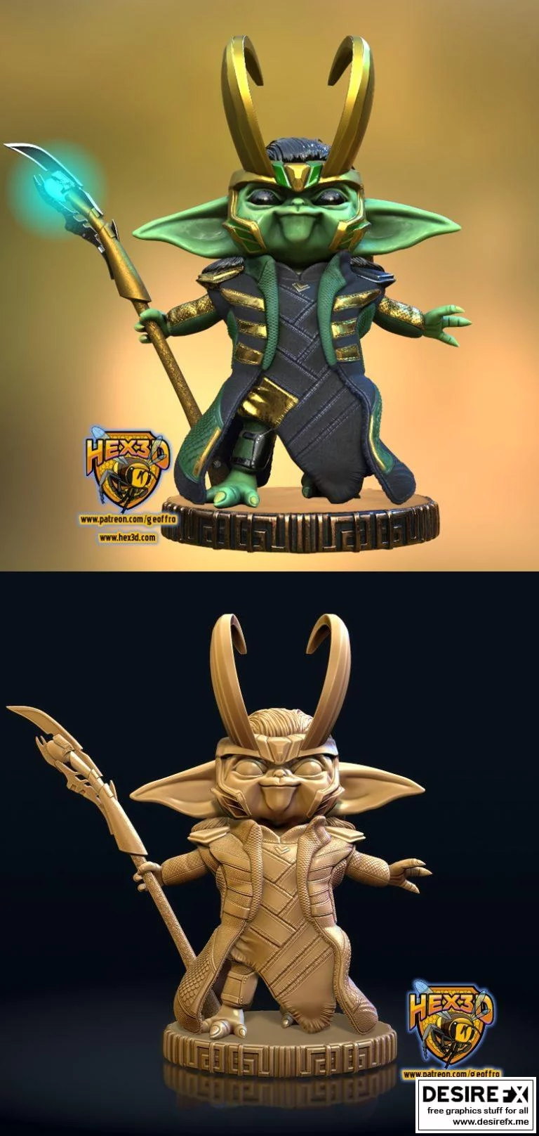 Groki Hex3D 3D打印模型：小耶戈的萌趣造型|Groki – Hex3D – Grogu – Baby Yoda