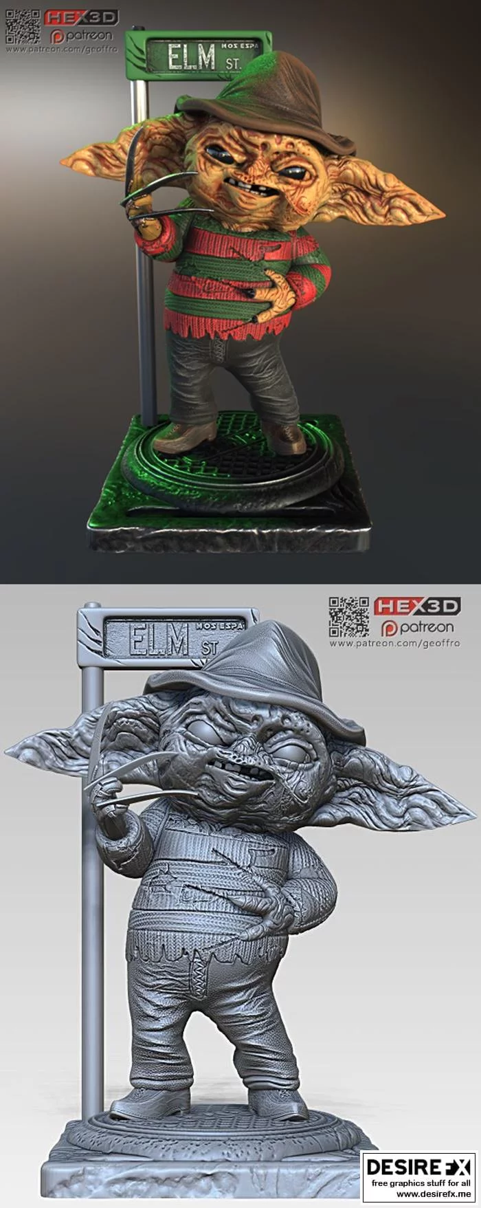 Grogu 3D打印模型：Baby Yoda 可玩雕塑|Grogu Freddie Kruger – Hex3D – Grogu – Baby Yoda