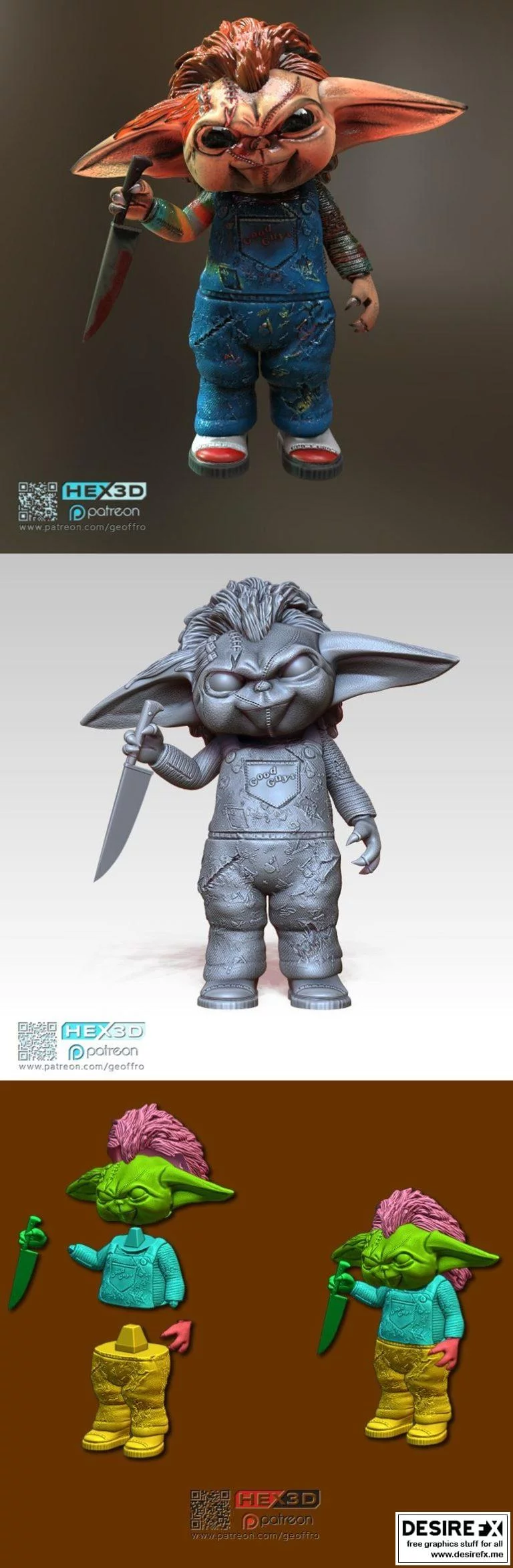 Grogu 3D打印模型：宝宝尤达|Grogu Chucky – Hex3D – Grogu – Baby Yoda