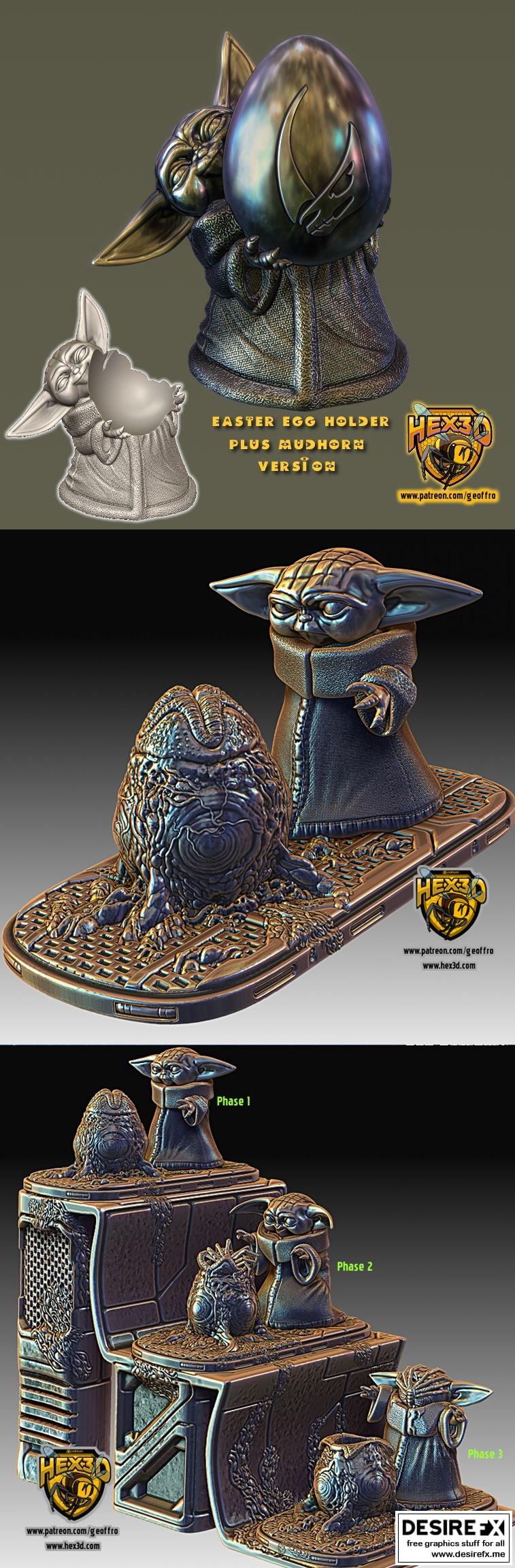 Grogu 3D打印模型｜宝宝尤达立体造型|Grogu Aliens – Hex3D – Grogu – Baby Yoda